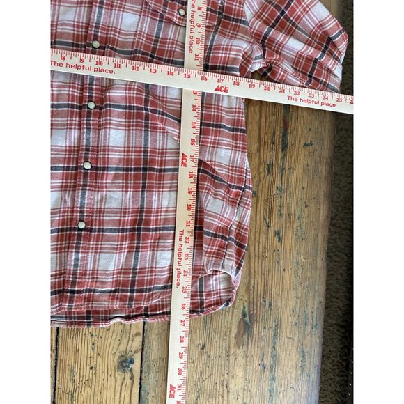 Lucky Brand Mens Orange & White‎ Plaid Flannel Medium Long Sleeve Snap Button - Picture 8 of 8